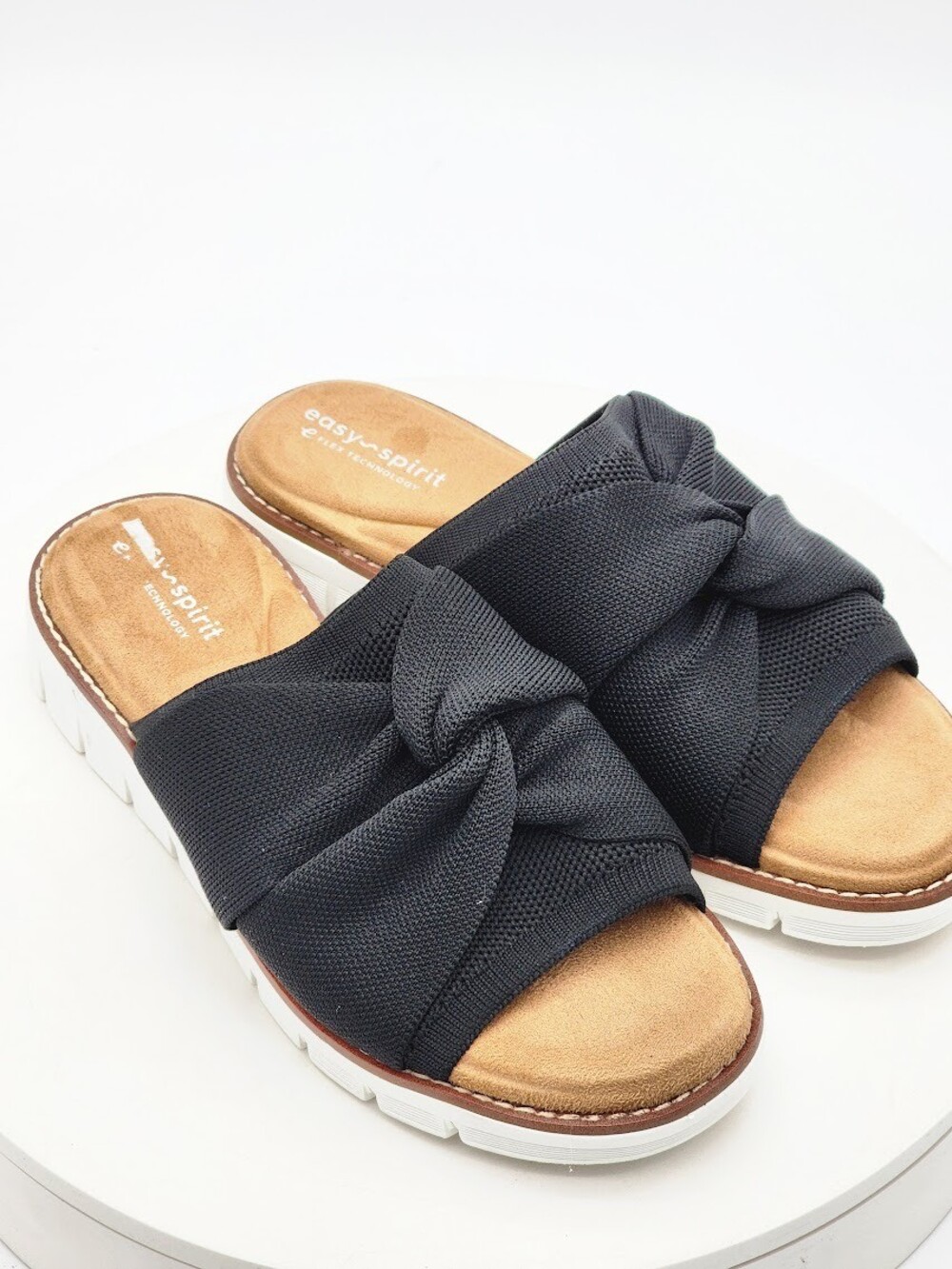 Easy Spirit Josy2 Black Knit Slide Sandals Women’s Size 6 M Comfort Knot Slip On